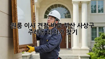 원룸 이사 견적 비교: 부산 사상구 주례동 최저가 찾기